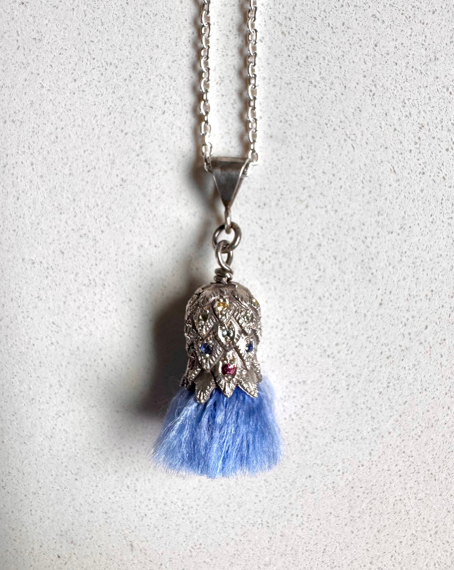 Cornflower thistle pendant