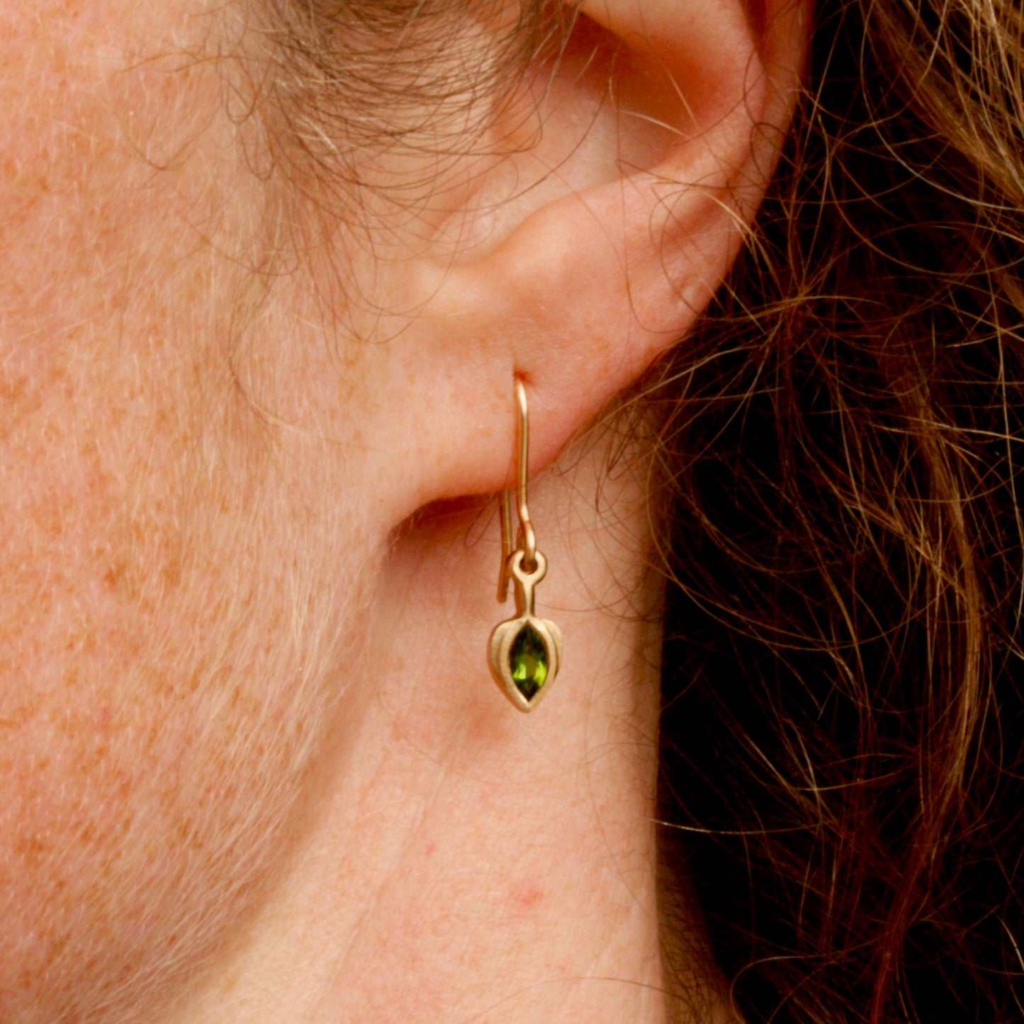 Teal sapphire and solid gold drop earrings