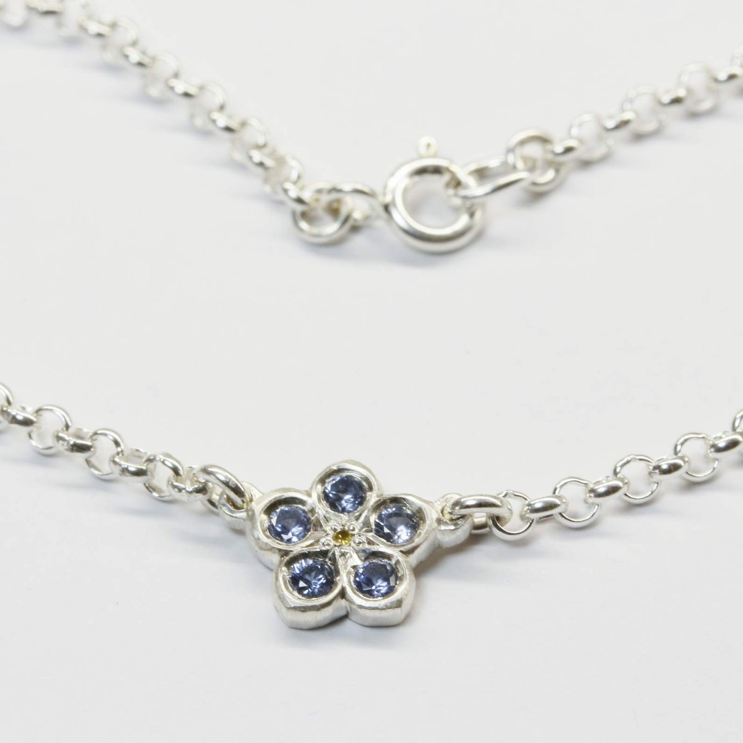 Sapphire and yellow diamond forget me not bracelet