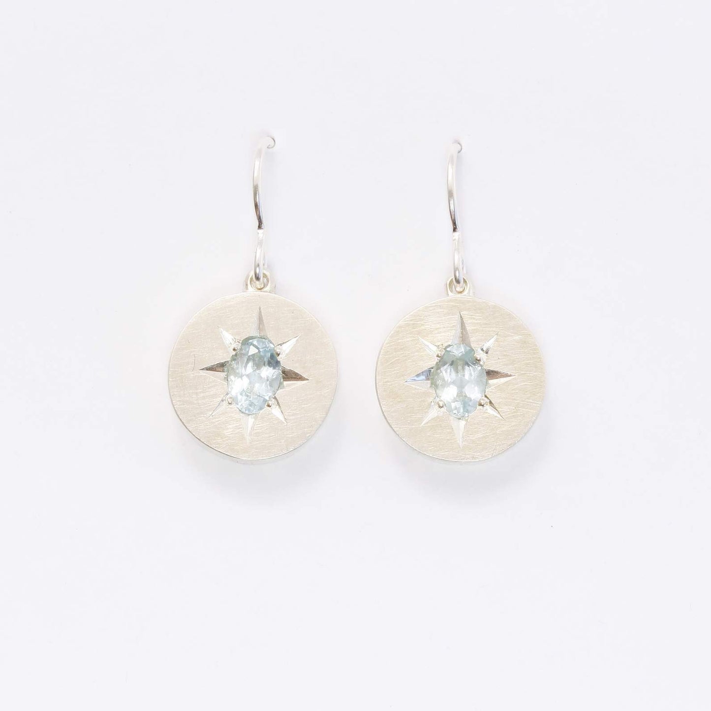 Aqua star earrings (medium, oval)