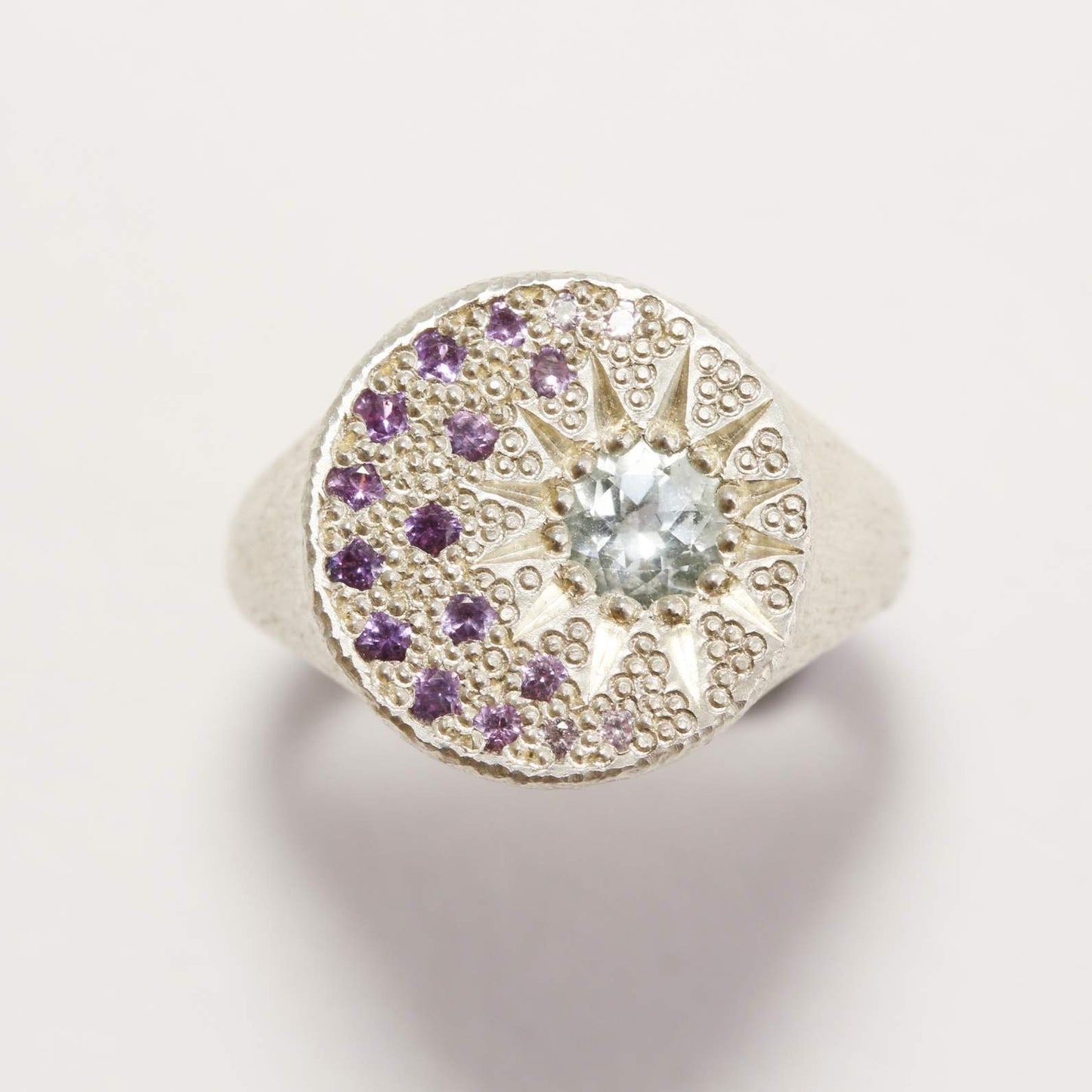 Aqua double eclipse ring
