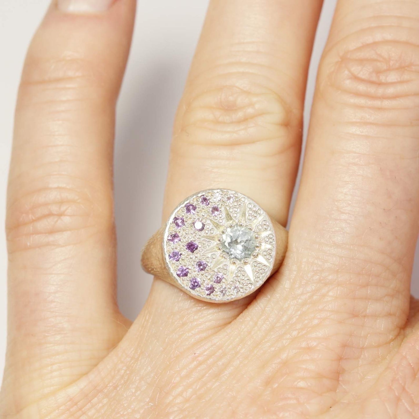 Aqua double eclipse ring