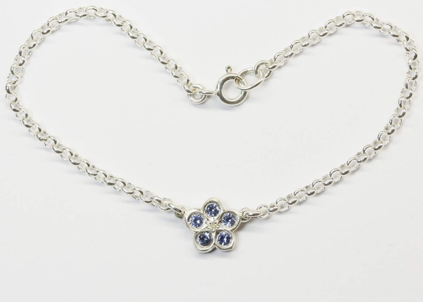 Sapphire and yellow diamond forget me not bracelet