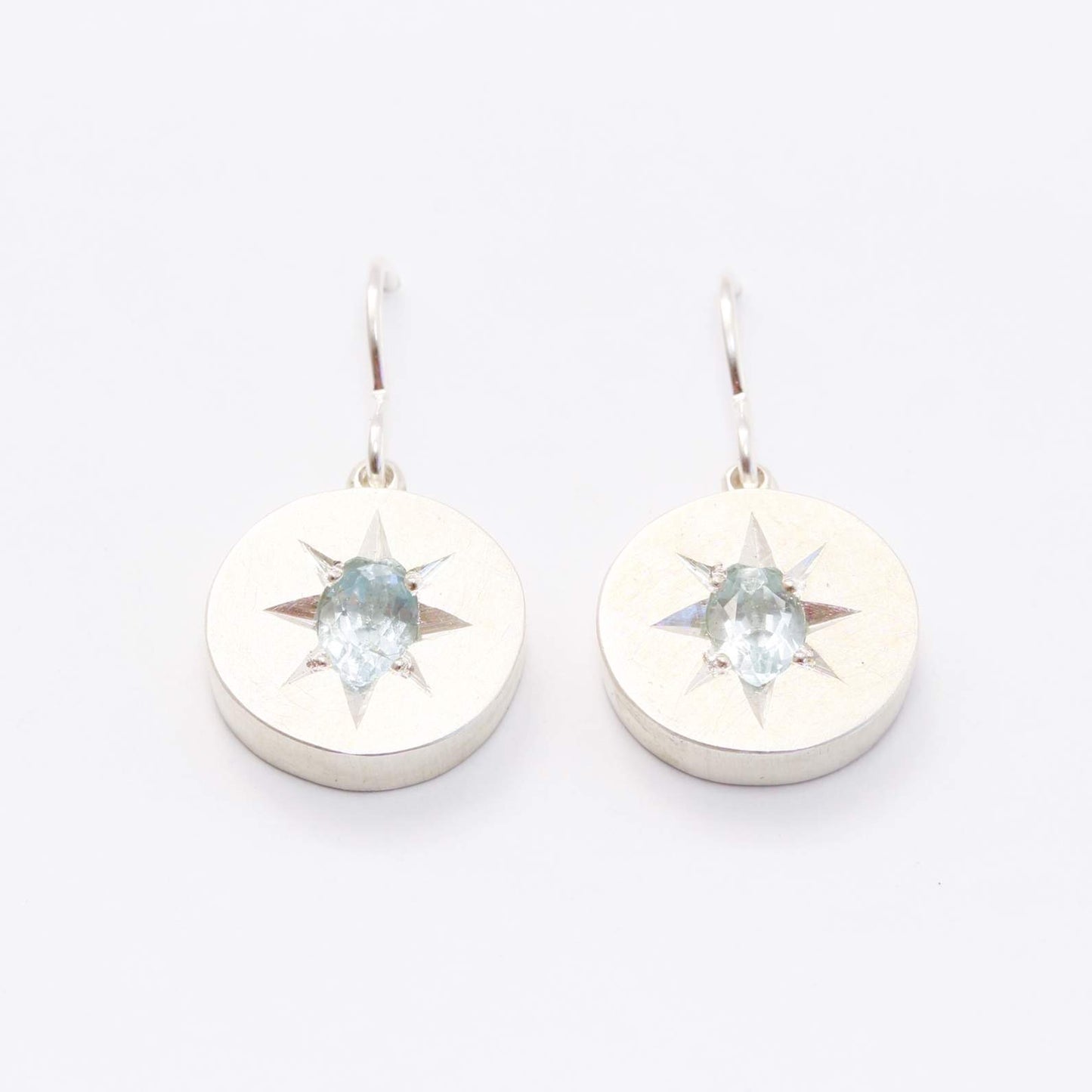 Aqua star earrings (medium, oval)