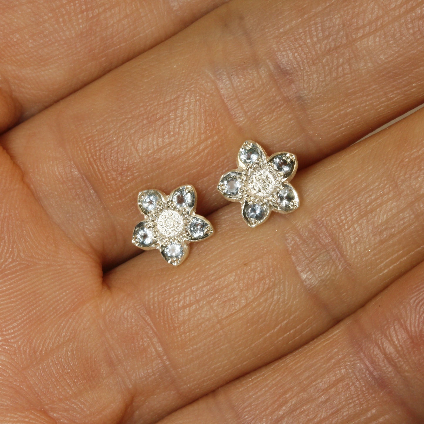 Aquamarine Wahlenbergia studs