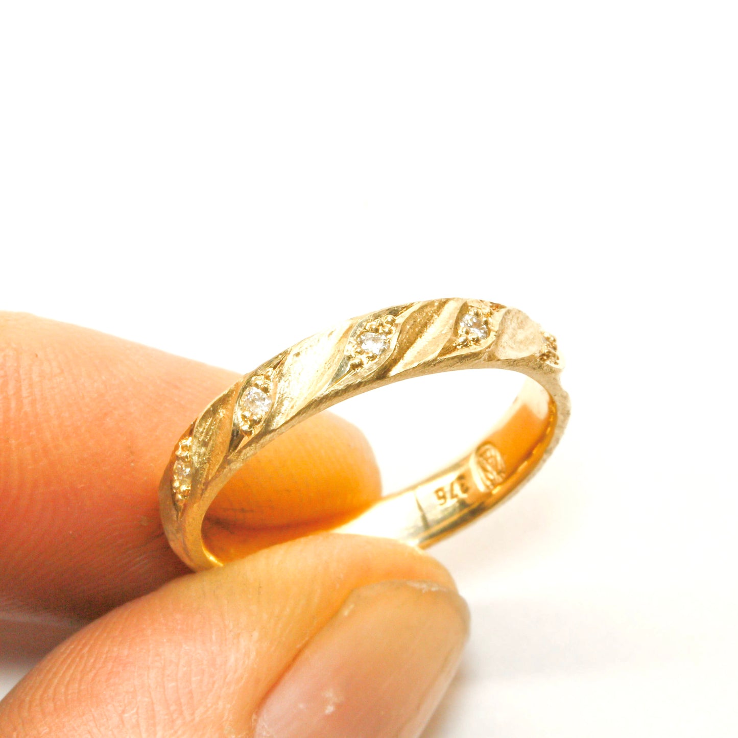 Diamond & gold stacking leaf band