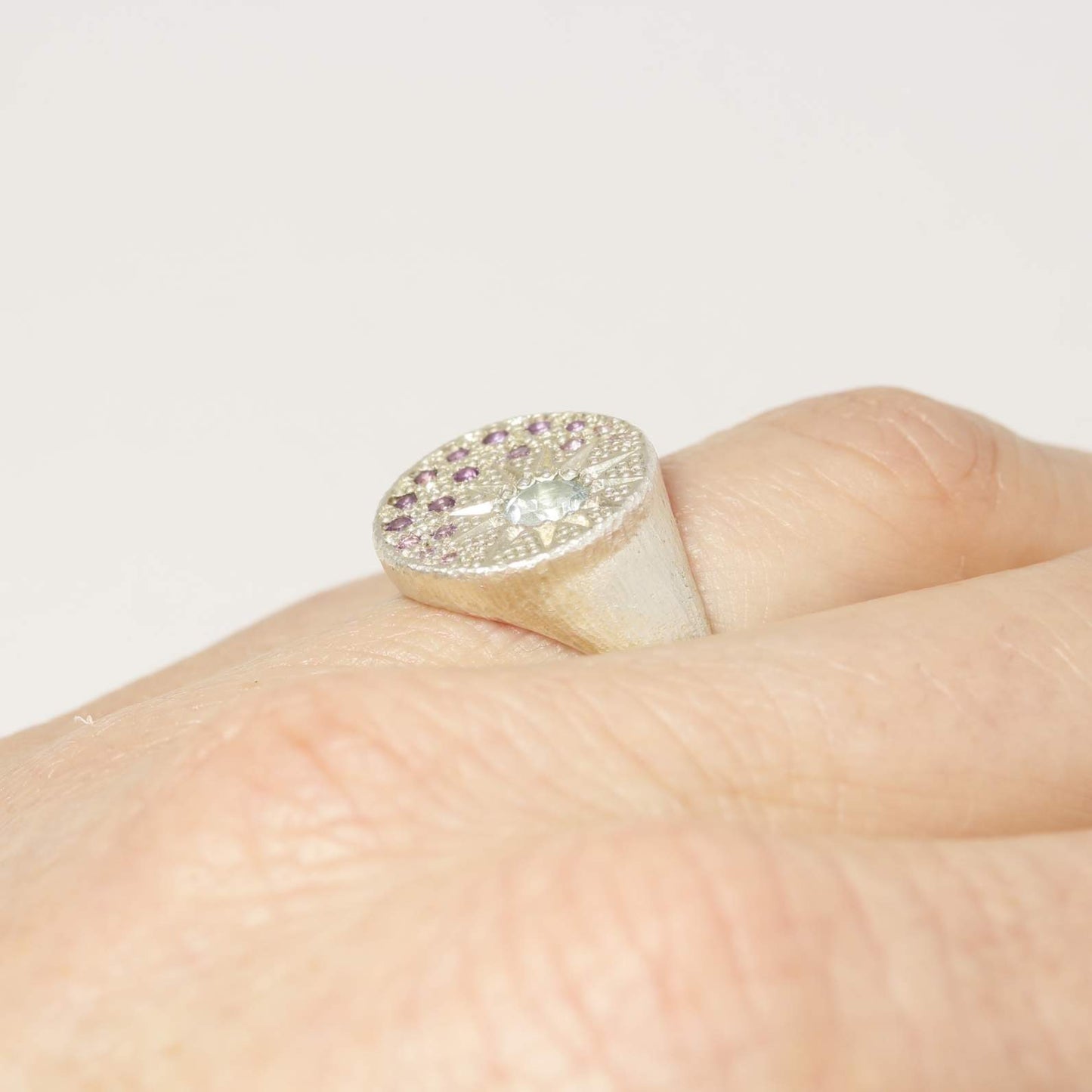 Aqua double eclipse ring