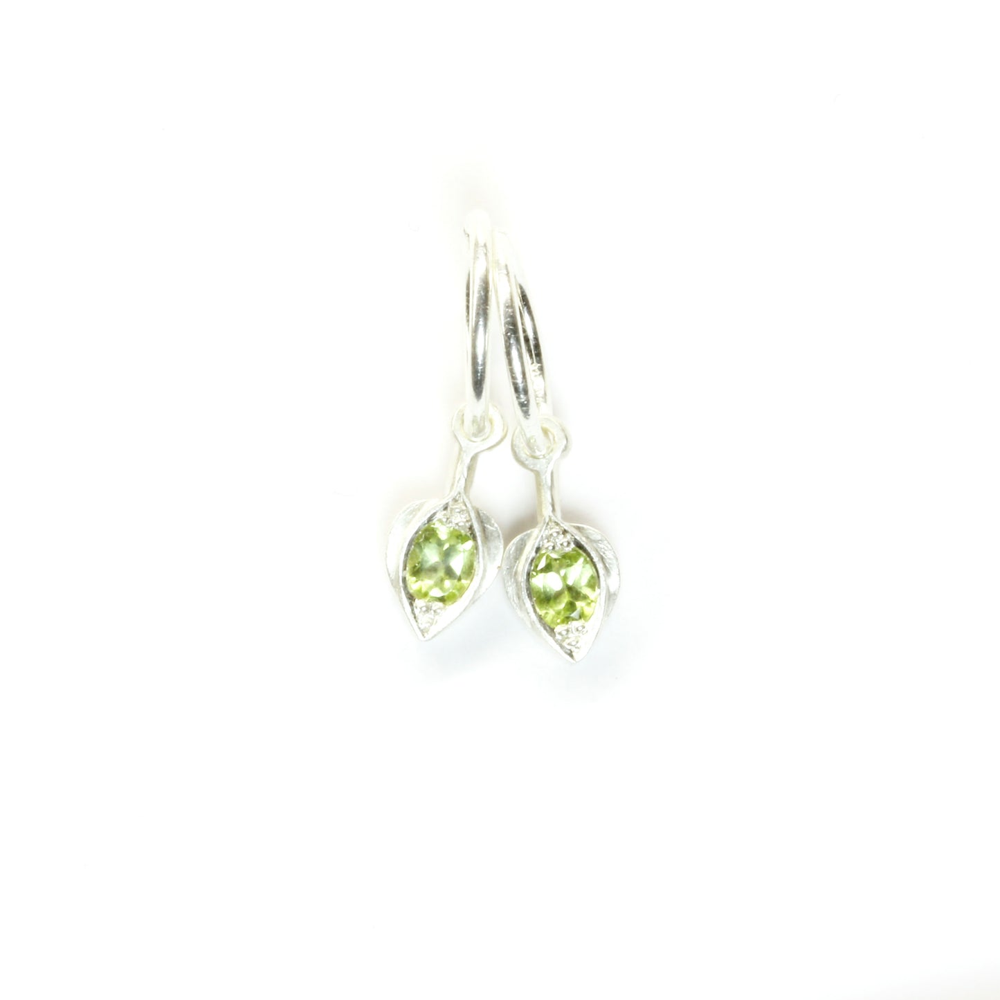 Peridot Art Nouveau leaf earrings
