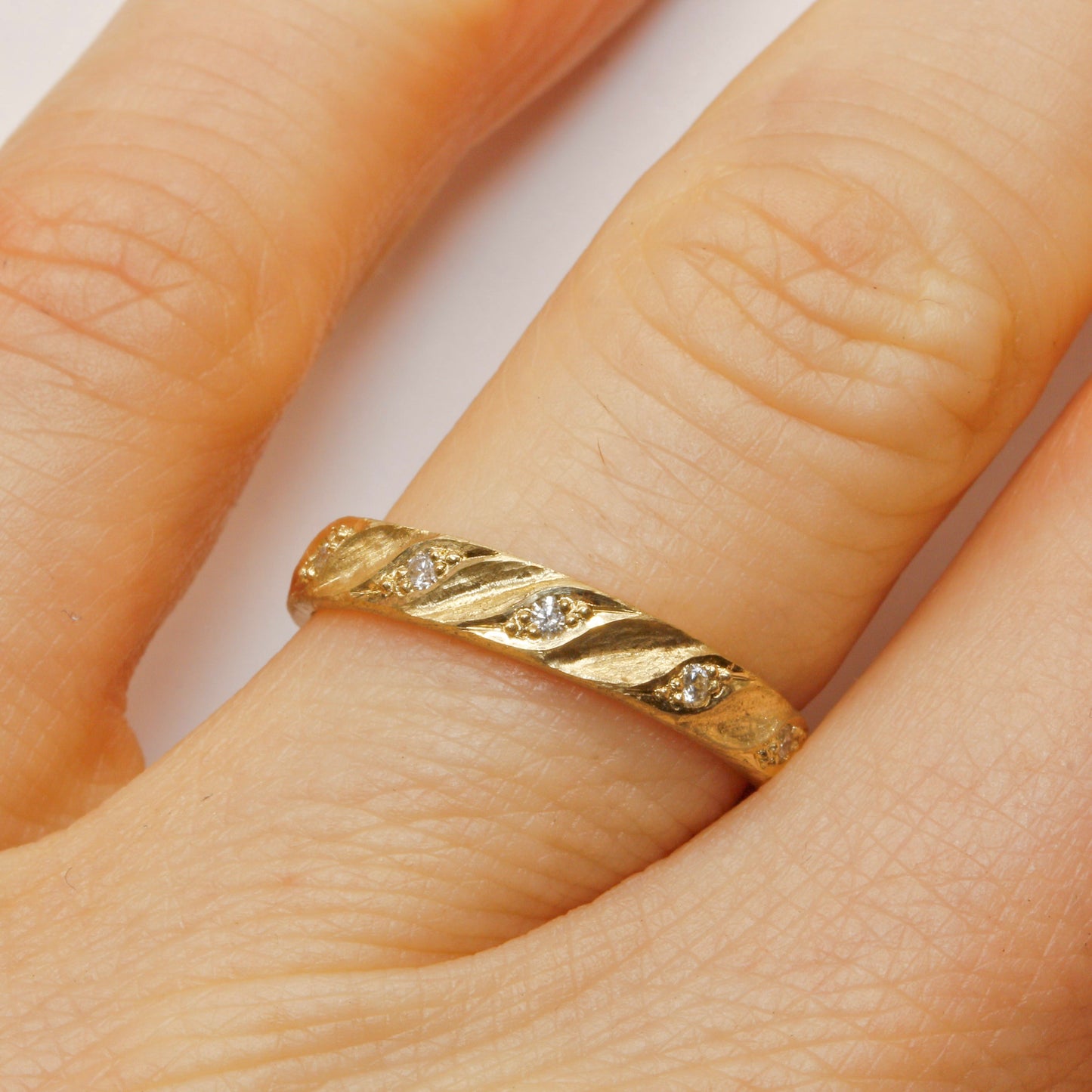 Diamond & gold stacking leaf band