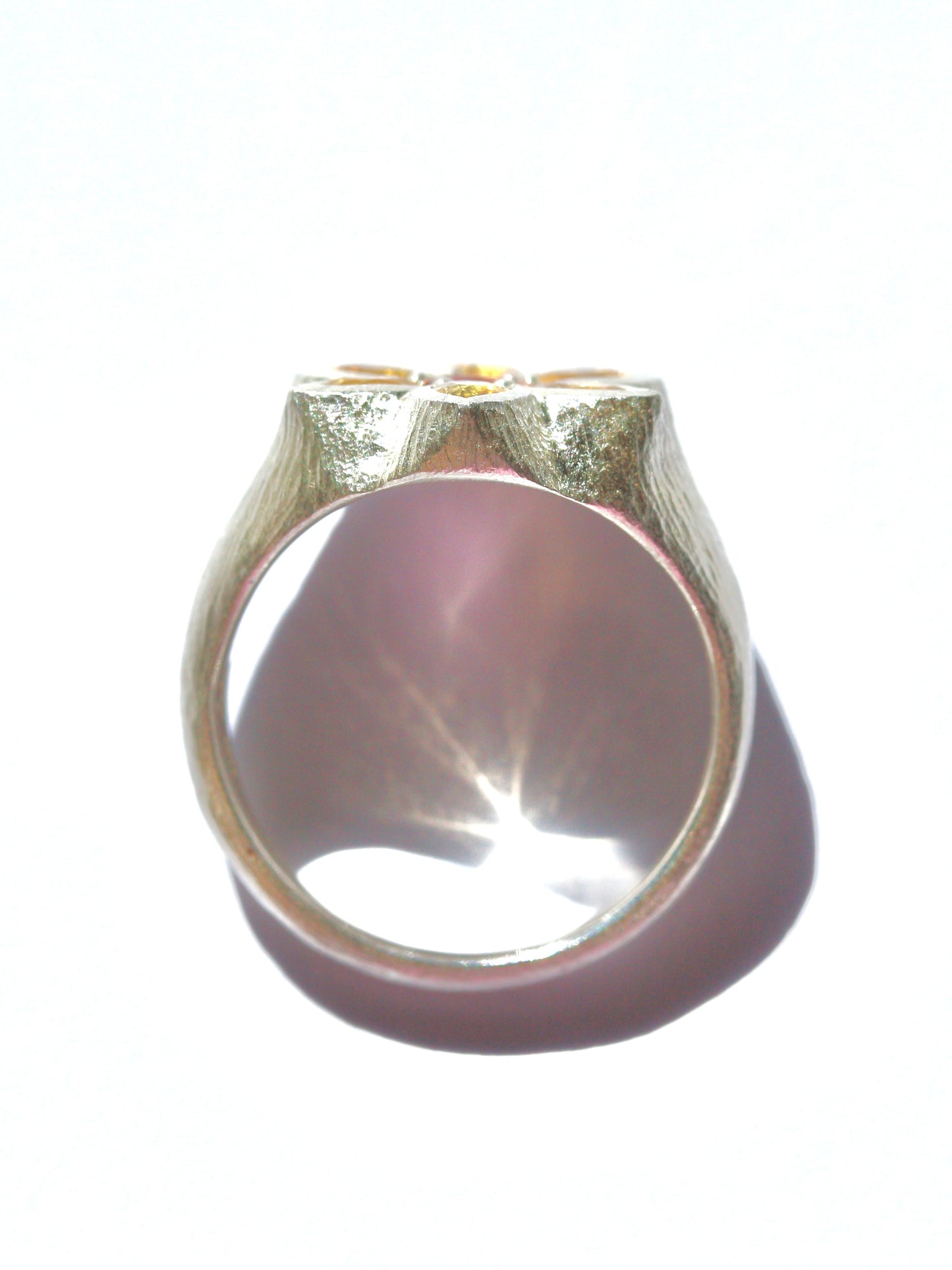 Yellow sapphire daffodil ring