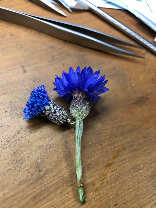 Cornflower thistle pendant