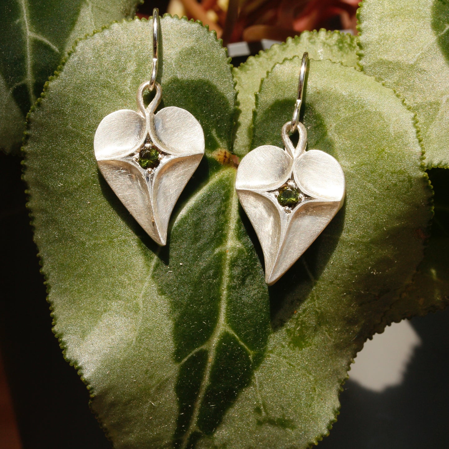 Cyclamen leaf earrings