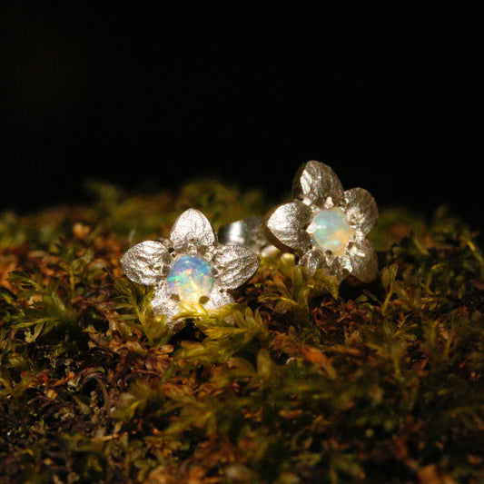Opal flower studs