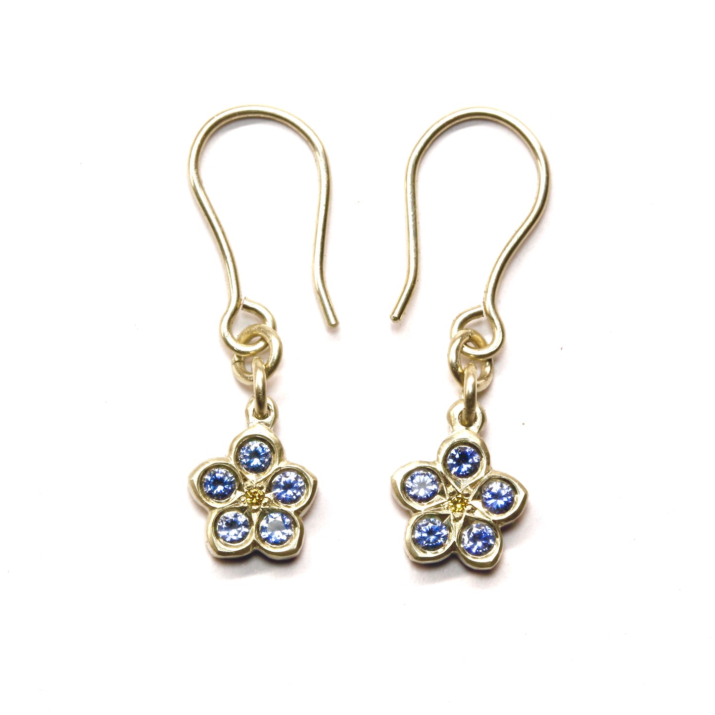 White gold sapphire forget me not earrings