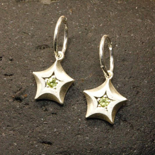 Peridot wishing star earrings