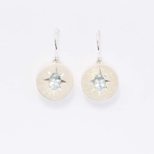 Aqua star earrings (medium, oval)
