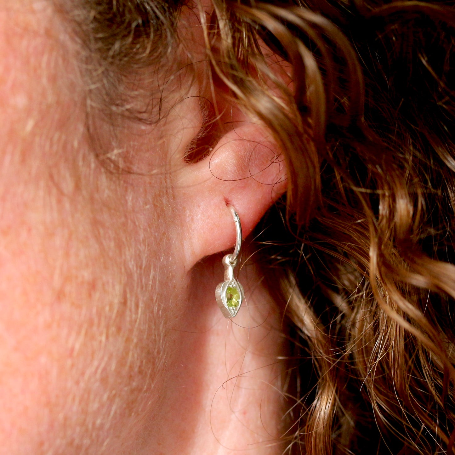 Peridot Art Nouveau leaf earrings